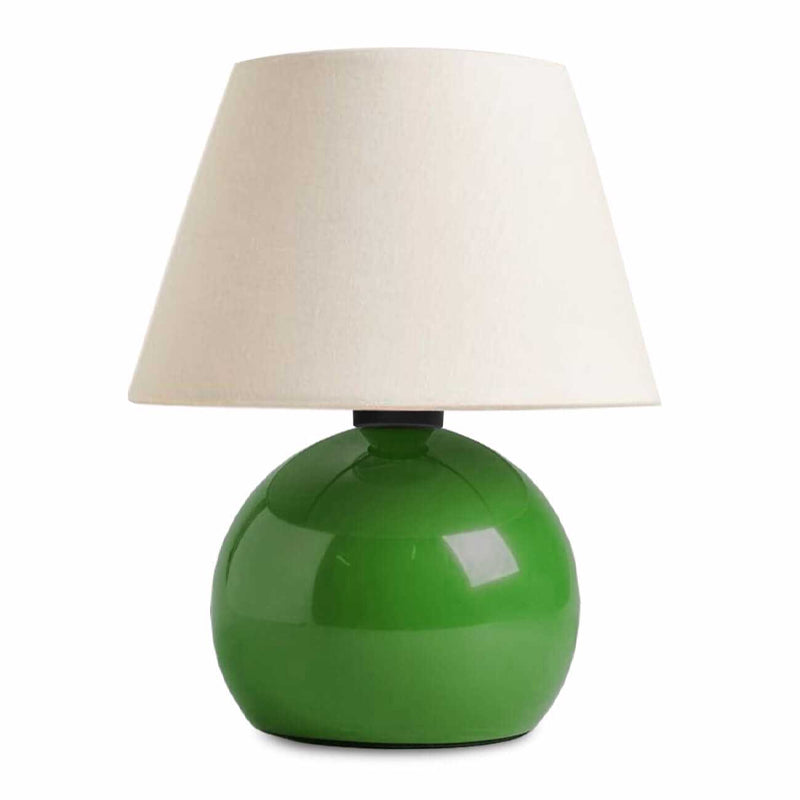 Φωτιστικό επιτραπέζιο Alaska  E27 μεταλλικό - ύφασμα Pvc χρώμα πράσινο - κρεμ Ø22x30εκ.