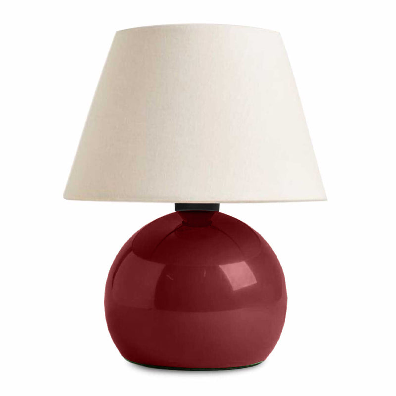 Φωτιστικό επιτραπέζιο Alaska  E27 μεταλλικό - ύφασμα Pvc χρώμα μπορντώ - κρεμ Ø22x30εκ.