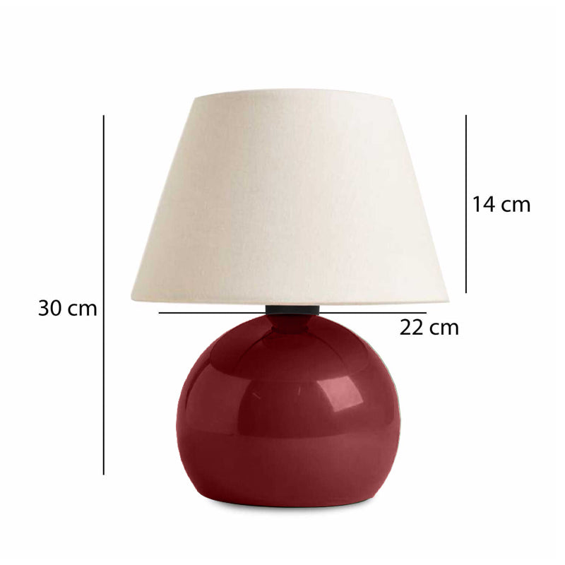 Φωτιστικό επιτραπέζιο Alaska  E27 μεταλλικό - ύφασμα Pvc χρώμα μπορντώ - κρεμ Ø22x30εκ.