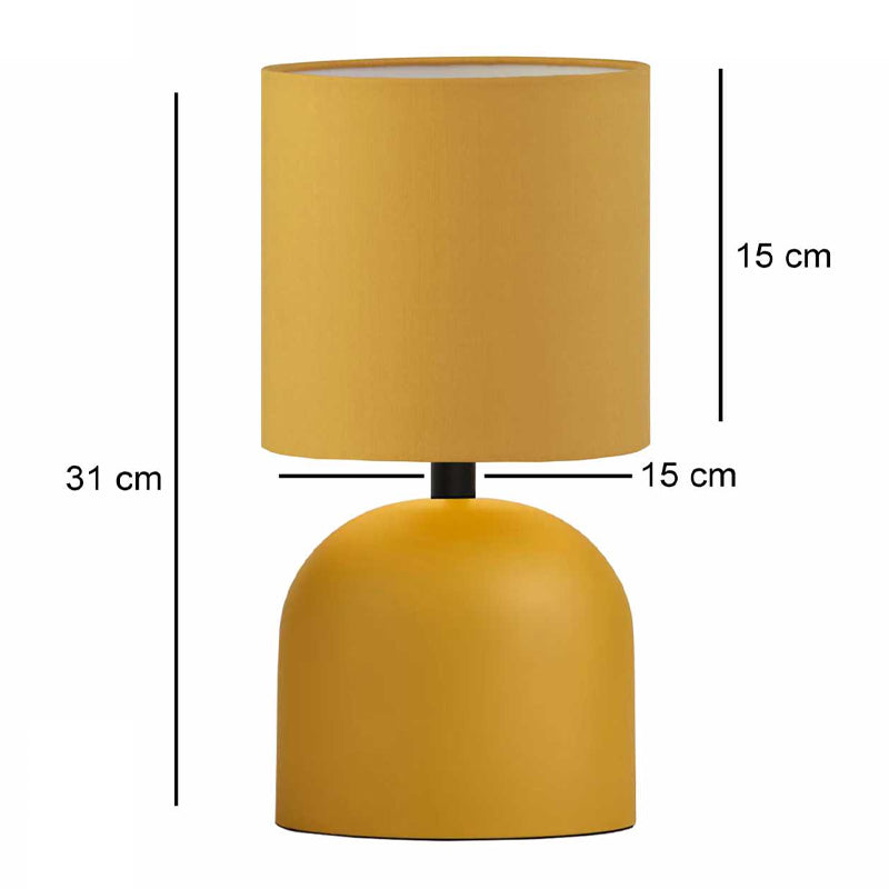 Φωτιστικό επιτραπέζιο Nehora  E27 μεταλλικό - ύφασμα Pvc χρώμα κίτρινο Ø15x30εκ.