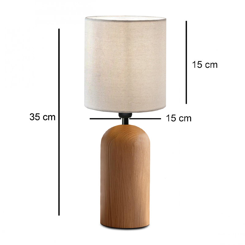Φωτιστικό επιτραπέζιο Cora  E14 ξύλινο - ύφασμα Pvc χρώμα φυσικό - κρεμ Ø15x35εκ.