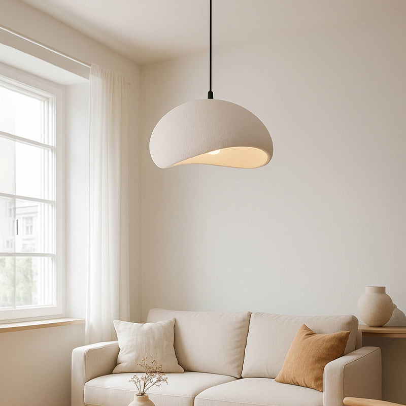 Φωτιστικό οροφής Riven  E27 polyester μονόφωτο χρώμα κρεμ Ø35x80εκ. - Pakobazaar
