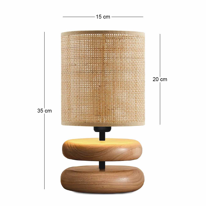 Φωτιστικό επιτραπέζιο Lucia  E14 ξυλινο - pe rattan χρώμα φυσικό Ø15x35εκ. - Pakobazaar