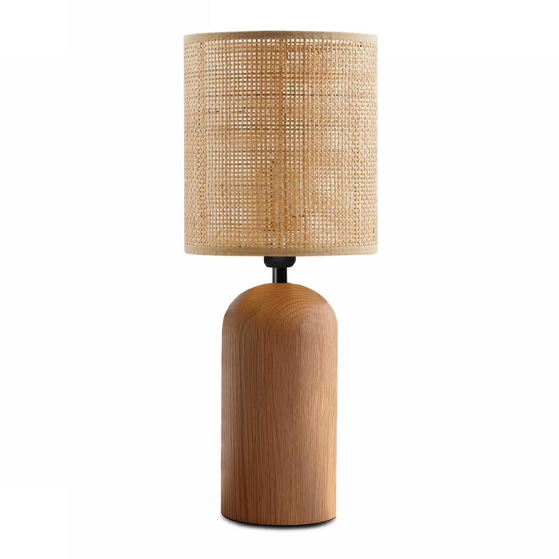 Φωτιστικό επιτραπέζιο Cora  E14 ξύλινο - pe rattan χρώμα φυσικό Ø15x35εκ. - Pakobazaar