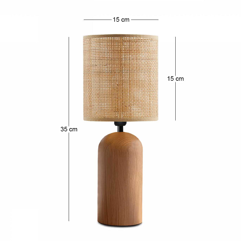 Φωτιστικό επιτραπέζιο Cora  E14 ξύλινο - pe rattan χρώμα φυσικό Ø15x35εκ. - Pakobazaar