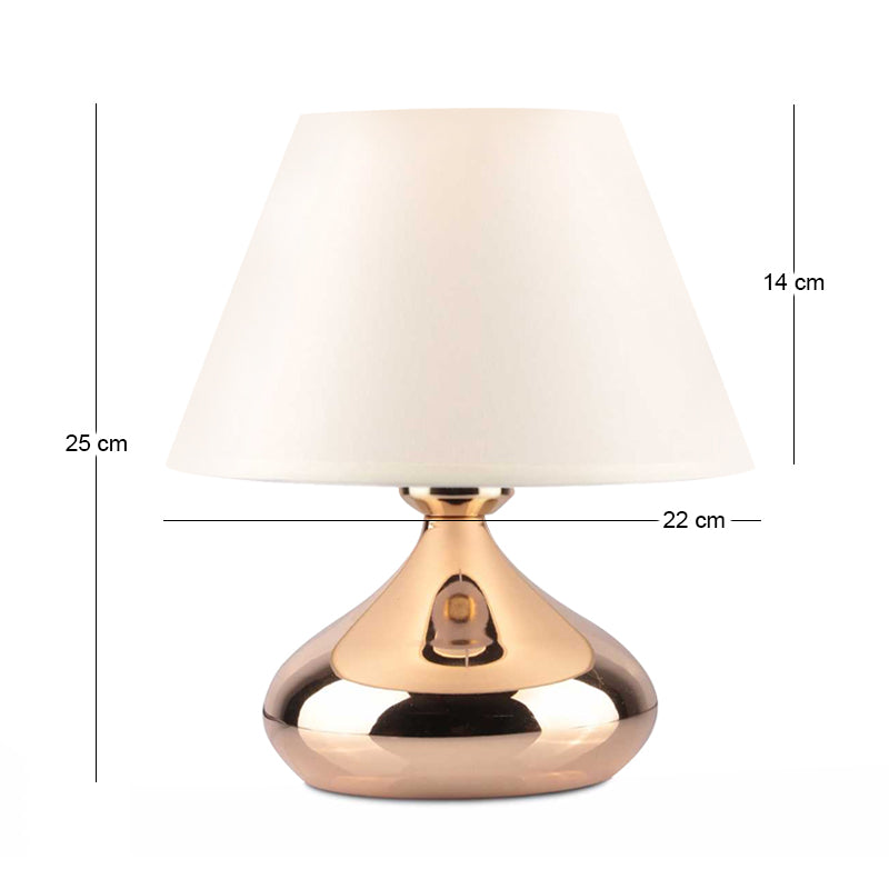 Φωτιστικό επιτραπέζιο Luvia  E27 μεταλλικό - ύφασμα Pvc χρώμα χρυσό - κρεμ Ø22x25εκ. - Pakobazaar