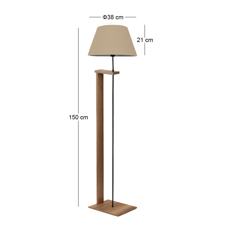 Φωτιστικό δαπέδου Moris  MDF - ύφασμα PVC χρώμα καρυδί - μπεζ Φ38x150εκ.