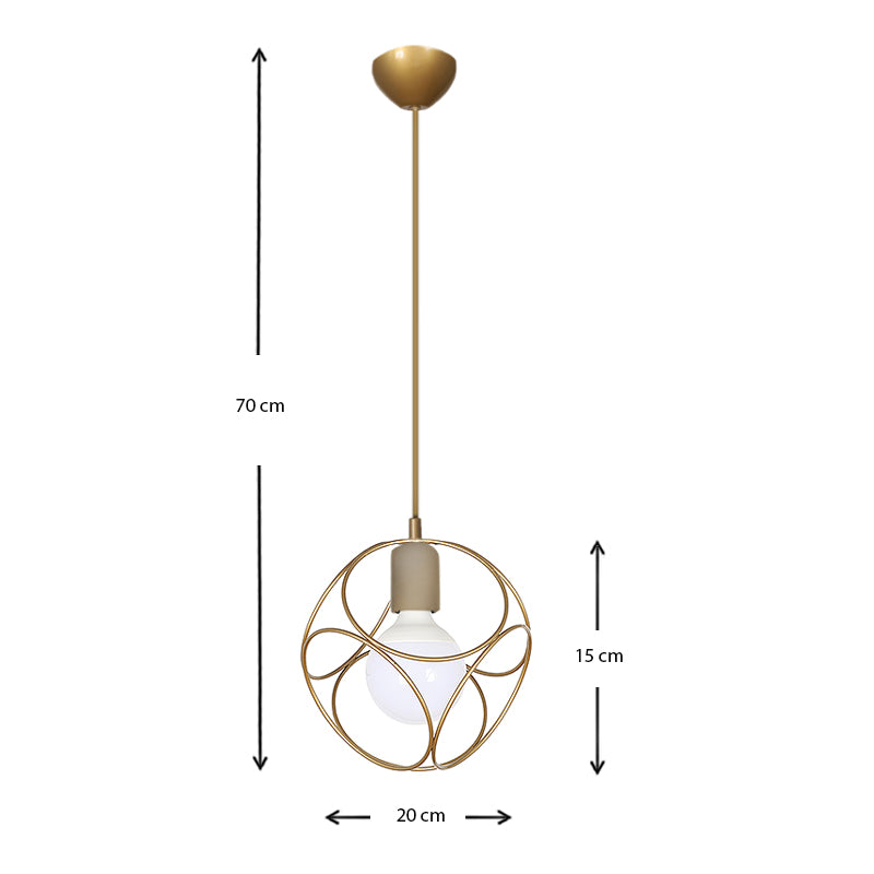 Φωτιστικό οροφής Lusita  E27 μεταλλικό μονόφωτο χρώμα χρυσό 20x20x70εκ. - Pakobazaar