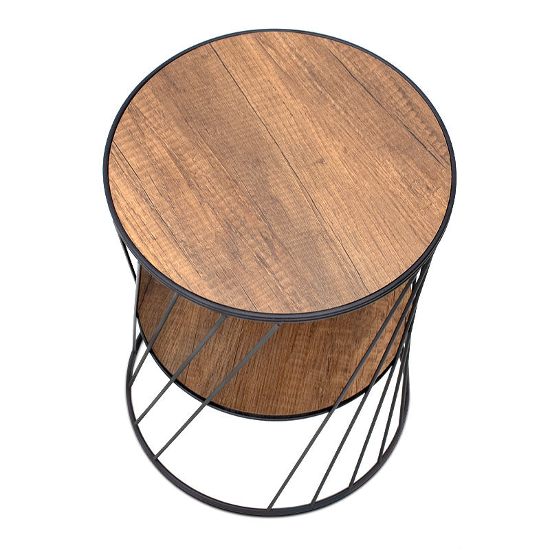 Τραπεζάκι βοηθητικό Jaspin  μεταλλικό - Mdf χρώμα μαύρο - καρυδί 32x32x44εκ. - Pakobazaar