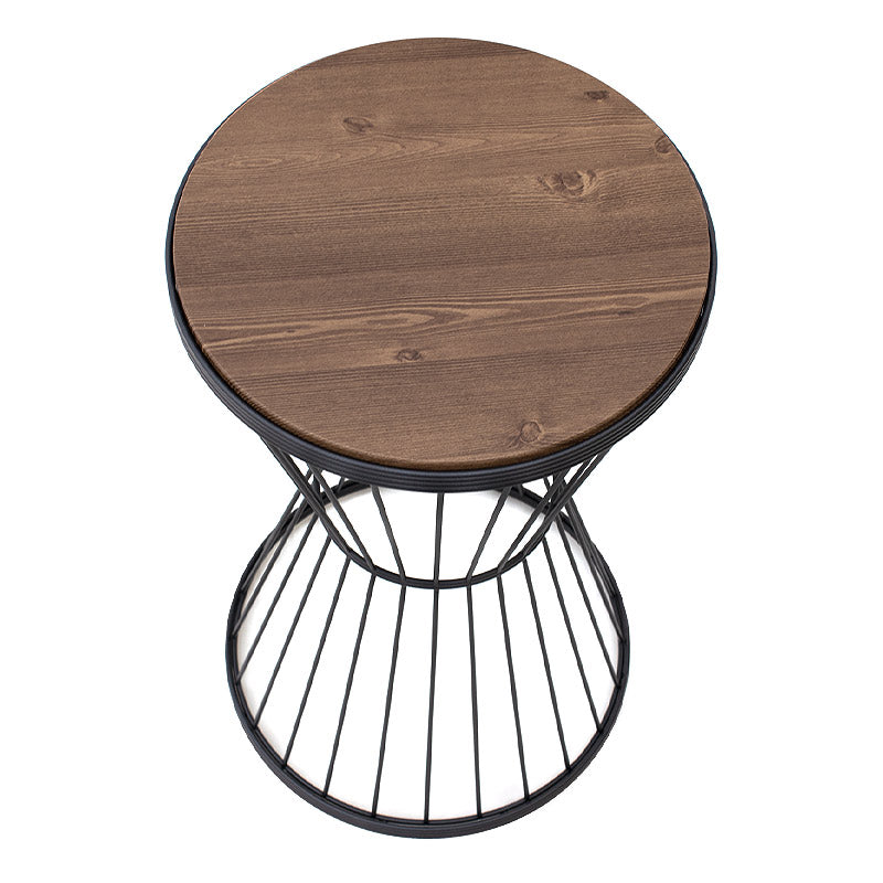 Τραπεζάκι βοηθητικό Hoffman  μεταλλικό - Mdf χρώμα μαύρο - καρυδί 35x35x58εκ.