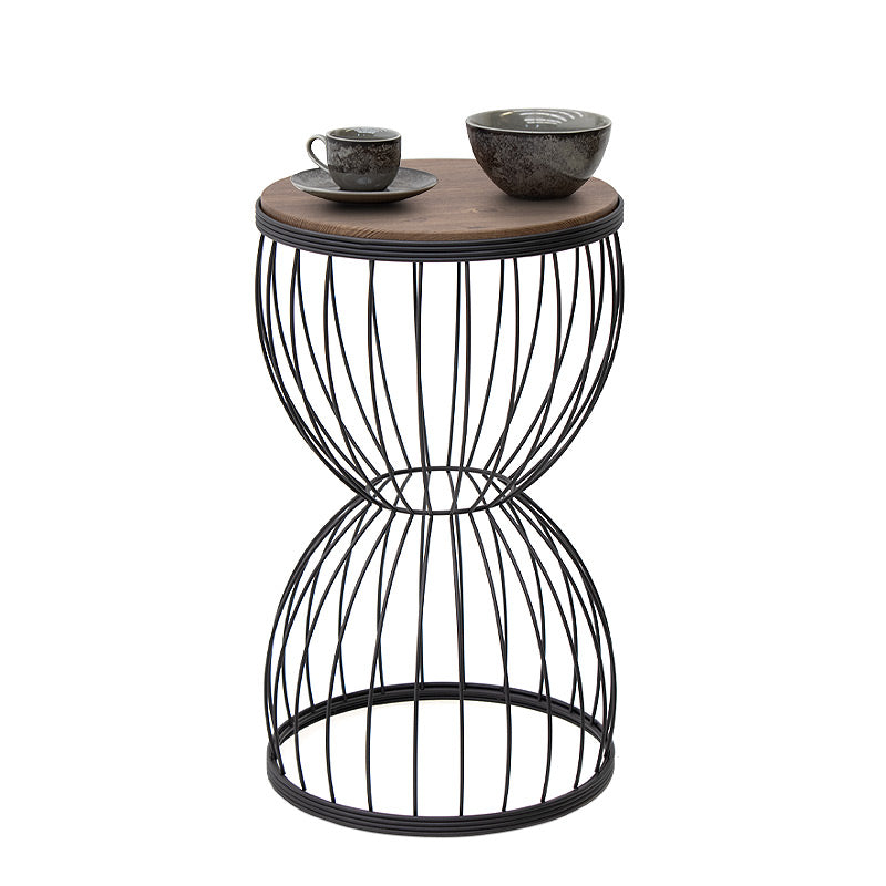Τραπεζάκι βοηθητικό Pino  μεταλλικό - Mdf χρώμα μαύρο - καρυδί 35x35x58εκ.