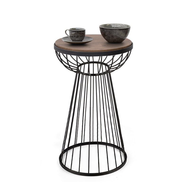 Τραπεζάκι βοηθητικό Mantare  μεταλλικό - Mdf χρώμα μαύρο - καρυδί 35x35x58εκ.