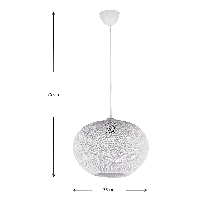 Φωτιστικό οροφής Visca  E27 από σχοινί μονόφωτο χρώμα λευκό 35x35x75εκ. - Pakobazaar