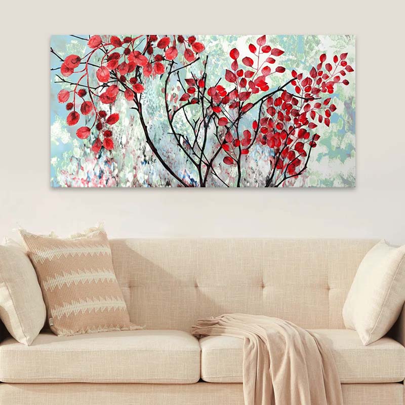 Πίνακας σε καμβά "Red Leaves"  ψηφιακής εκτύπωσης 140x70x3εκ.