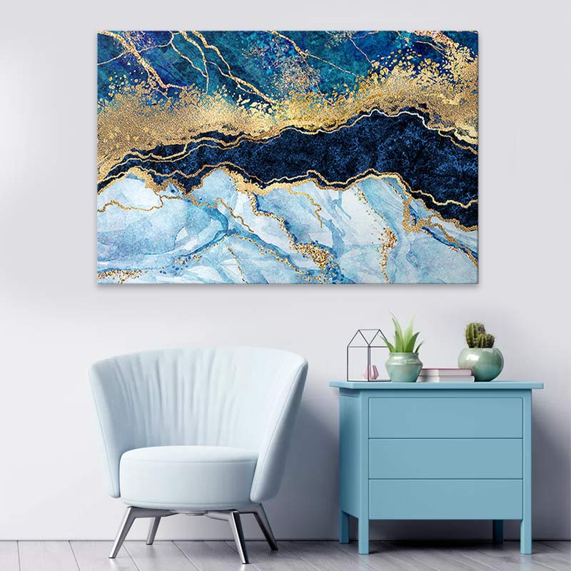 Πίνακας σε καμβά "Deep Blue"  ψηφιακής εκτύπωσης 125x80x3εκ.