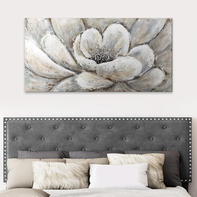 Πίνακας σε καμβά "Silver Flowers"  ψηφιακής εκτύπωσης 140x70x3εκ.