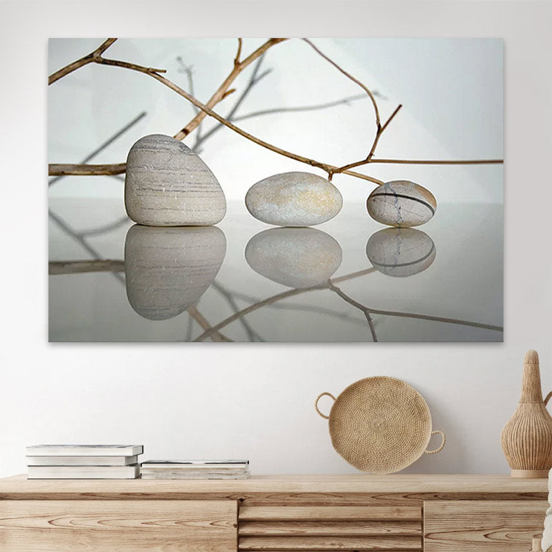 Πίνακας σε καμβά "Stones and Branches"  ψηφιακής εκτύπωσης 90x60x3εκ.