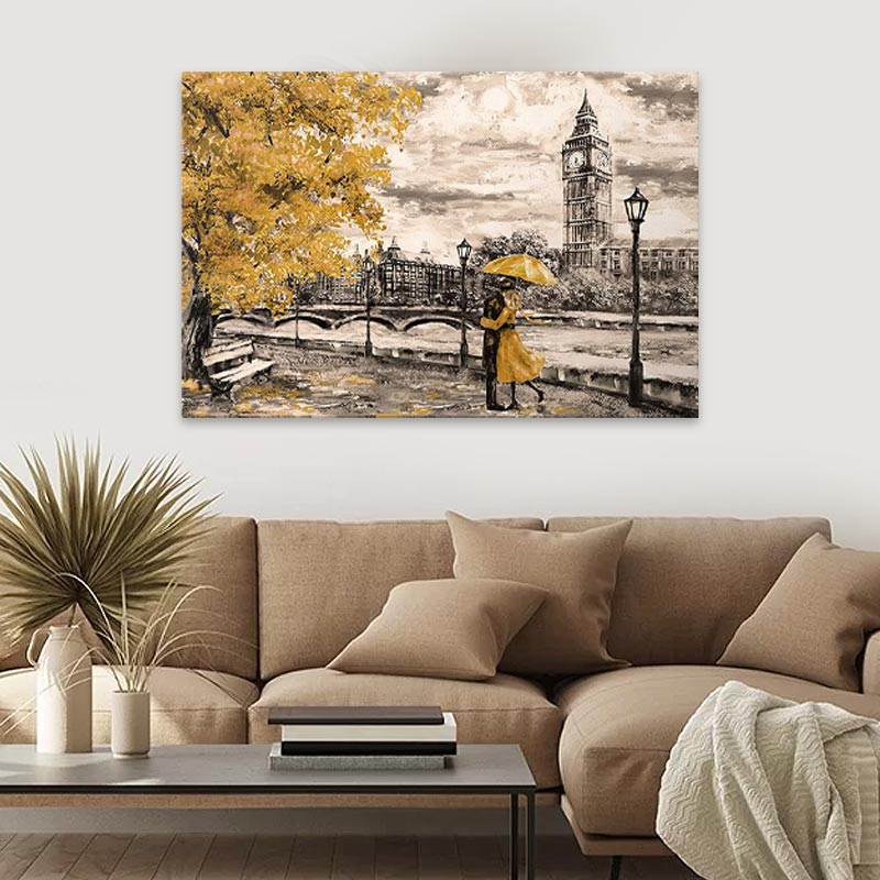 Πίνακας σε καμβά "Big Ben And Yellow Leaves"  ψηφιακής εκτύπωσης 75x50x3εκ.