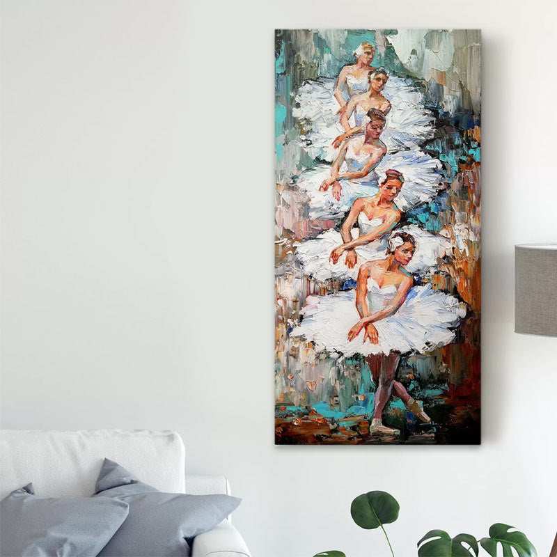 Πίνακας σε καμβά "White Swan Ballerinas"  ψηφιακής εκτύπωσης 50x100x3εκ.