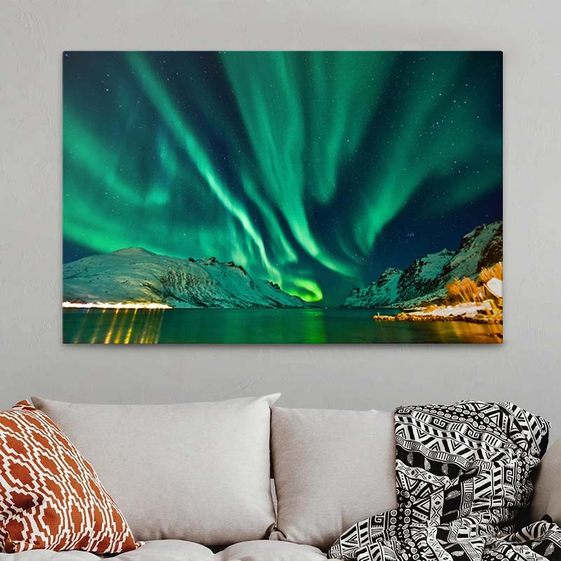 Πίνακας σε καμβά "Aurora Borealis"  ψηφιακής εκτύπωσης 100x70x3εκ. - Pakobazaar