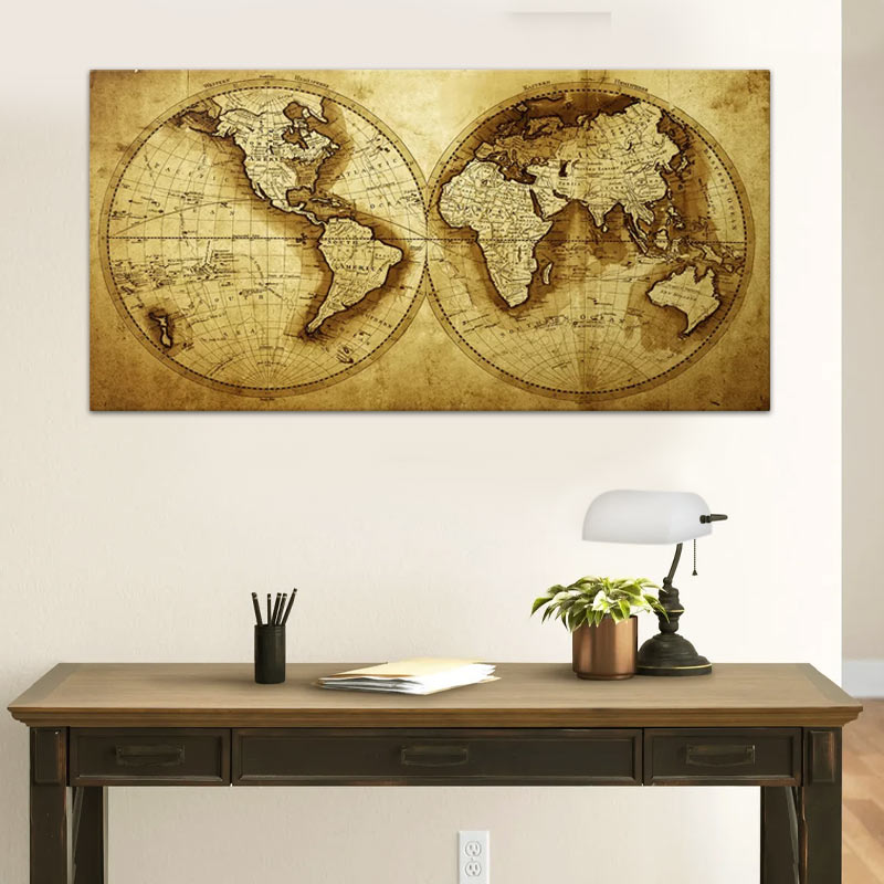 Πίνακας σε καμβά "Ancient World Map"  ψηφιακής εκτύπωσης 120x60x3εκ.