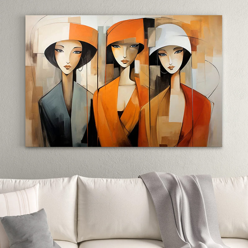 Πίνακας σε καμβά "Women in Orange"  ψηφιακής εκτύπωσης 100x70x3εκ.