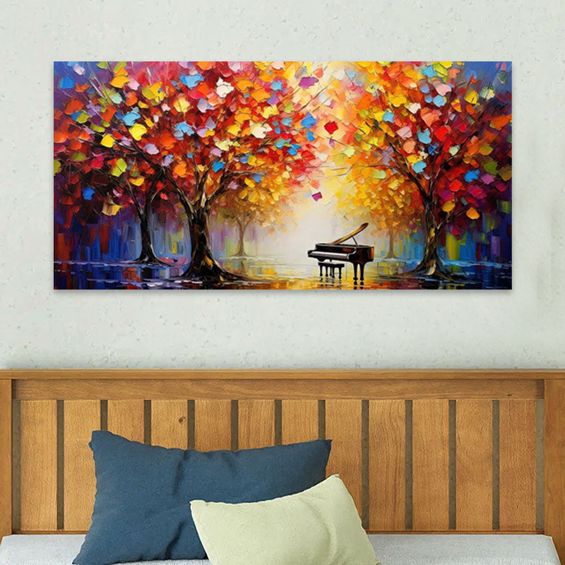 Πίνακας σε καμβά "Piano in Colorful Forest"  ψηφιακής εκτύπωσης 120x60x3εκ.