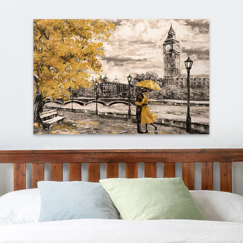 Πίνακας σε καμβά "Big Ben And Yellow Leaves"  ψηφιακής εκτύπωσης 125x80x3εκ.
