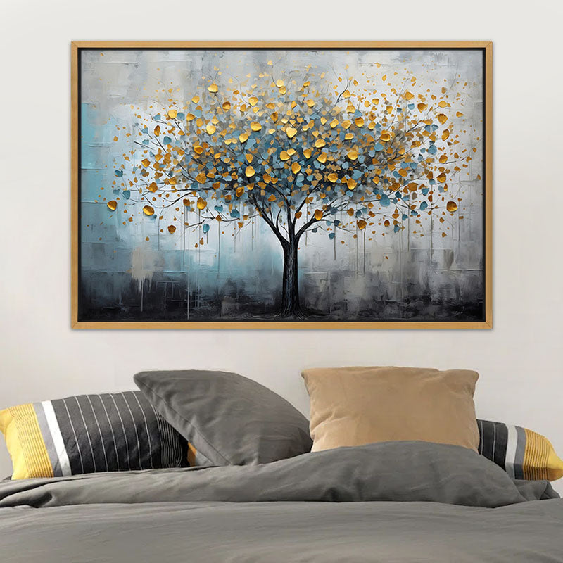 Πίνακας σε καμβά "Gold Tree"  ψηφιακής εκτύπωσης με κορνίζα χρώμα χρυσό 140x100x3εκ.