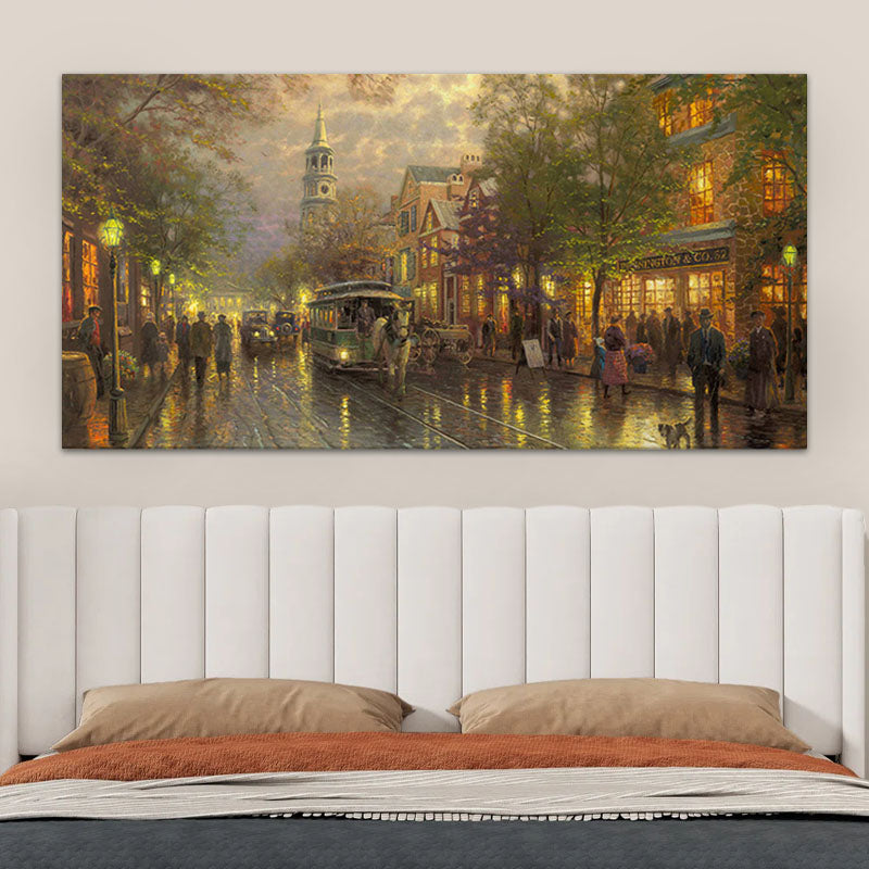 Πίνακας σε καμβά "Wet Streets"  ψηφιακής εκτύπωσης 140x70x3εκ.