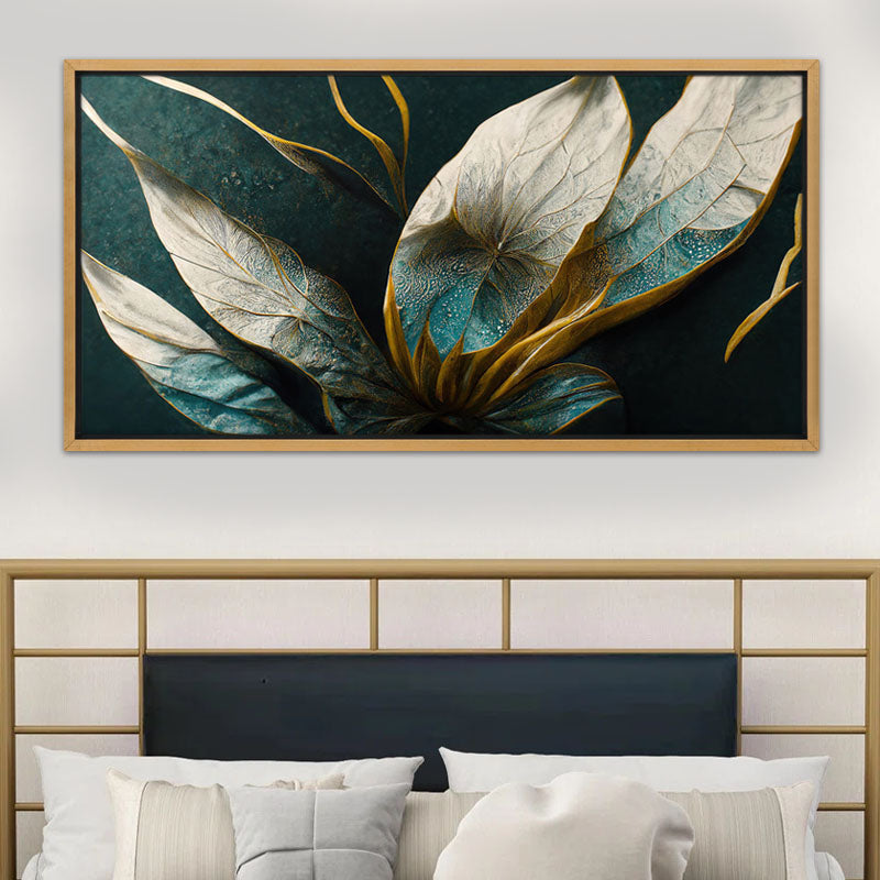 Πίνακας σε καμβά "Exotic Flower"  ψηφιακής εκτύπωσης με κορνίζα χρώμα χρυσό 140x70x3εκ.