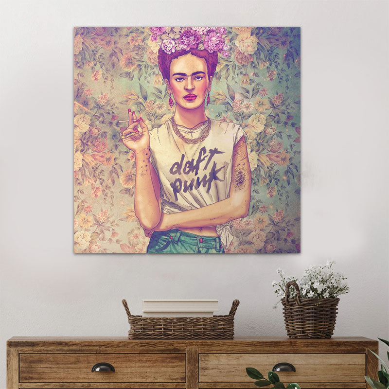 Πίνακας σε καμβά "Frida Punk"  ψηφιακής εκτύπωσης 60x60x3εκ.
