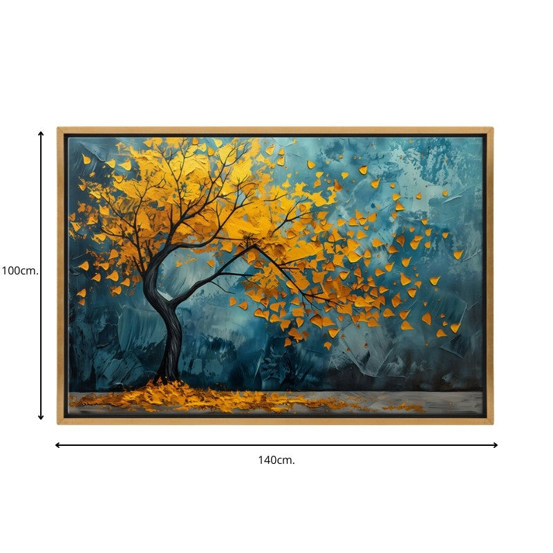 Πίνακας σε καμβά "Windblown Tree"  ψηφιακής εκτύπωσης με κορνίζα χρώμα χρυσό 140x100x3εκ.