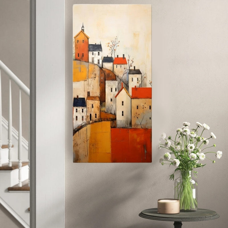 Πίνακας σε καμβά "Houses on the Hill"  ψηφιακής εκτύπωσης 50x100x3εκ.