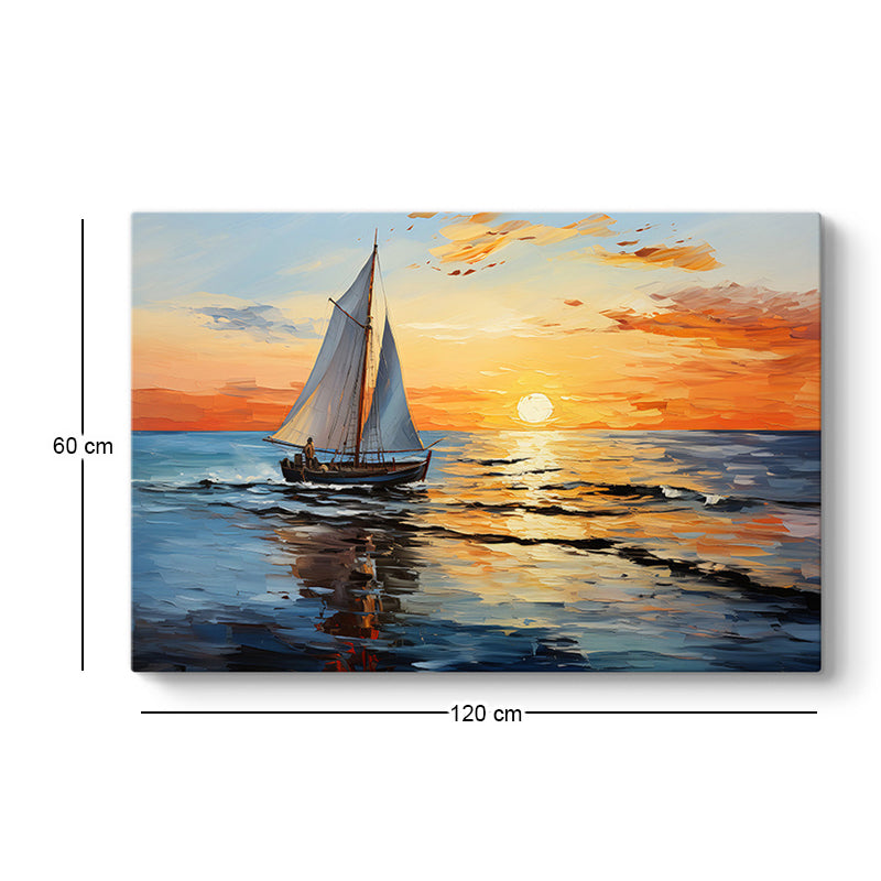 Πίνακας σε καμβά "Fisherman at the sunset"  ψηφιακής εκτύπωσης 120x60x3εκ.