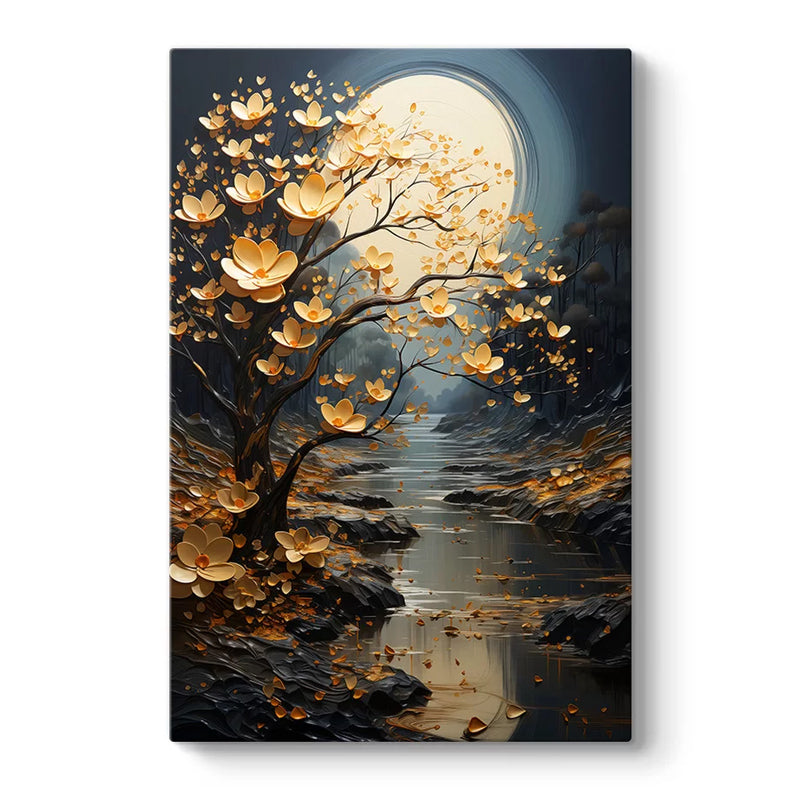 Πίνακας σε καμβά "Dance of Flowers in Moonlight"  ψηφιακής εκτύπωσης 60x90x3εκ.