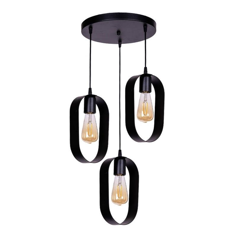 Φωτιστικό οροφής Mordo  E27 μεταλλικό τρίφωτο χρώμα μαύρο 40x40x70εκ.