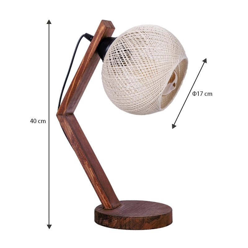 Φωτιστικό επιτραπέζιο Rope  E27 ξύλινο - σχοινί χρώμα μπεζ - καρυδί Ø17x40εκ.