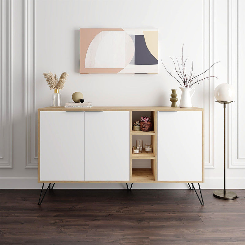 Μπουφές Clara  χρώμα sapphire oak - λευκό 142x35,6x83εκ.