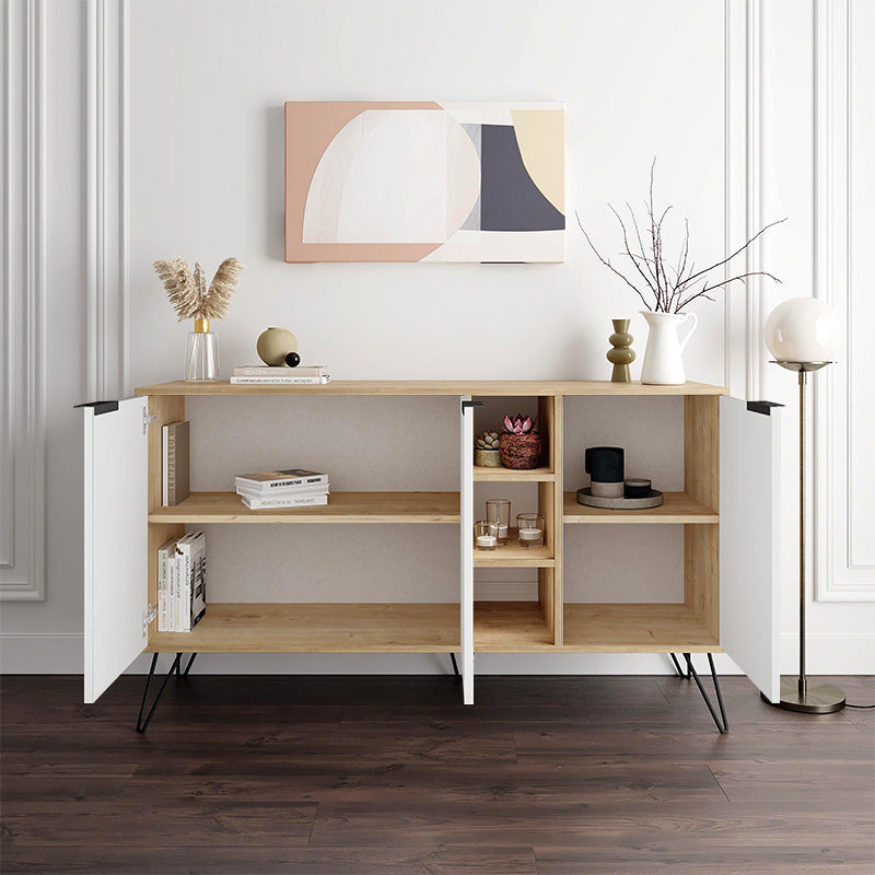 Μπουφές Clara  χρώμα sapphire oak - λευκό 142x35,6x83εκ.