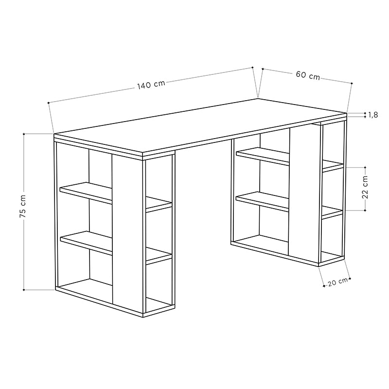 Γραφείο εργασίας Colmar  χρώμα sapphire oak 140x60x75εκ