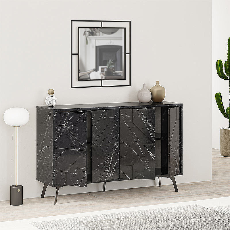 Μπουφές Dune  χρώμα μαύρο εφέ μαρμάρου 123x35x77,4εκ.