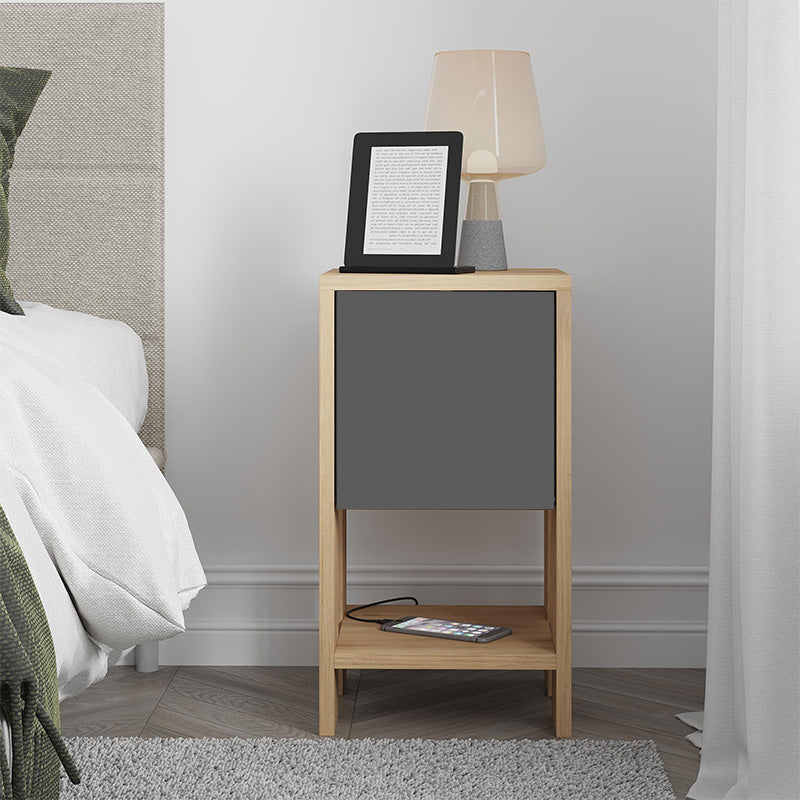 Κομοδίνο Ema  χρώμα sapphire oak - ανθρακί 30x30x55εκ.