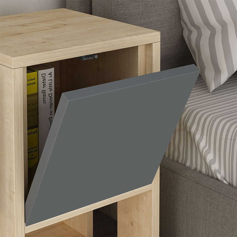 Κομοδίνο Ema  χρώμα sapphire oak - ανθρακί 30x30x55εκ.