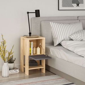 Κομοδίνο Ema  χρώμα sapphire oak - ανθρακί 30x30x55εκ.