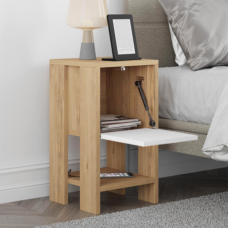Κομοδίνο Ema  χρώμα sapphire oak - λευκό 30x30x55εκ.