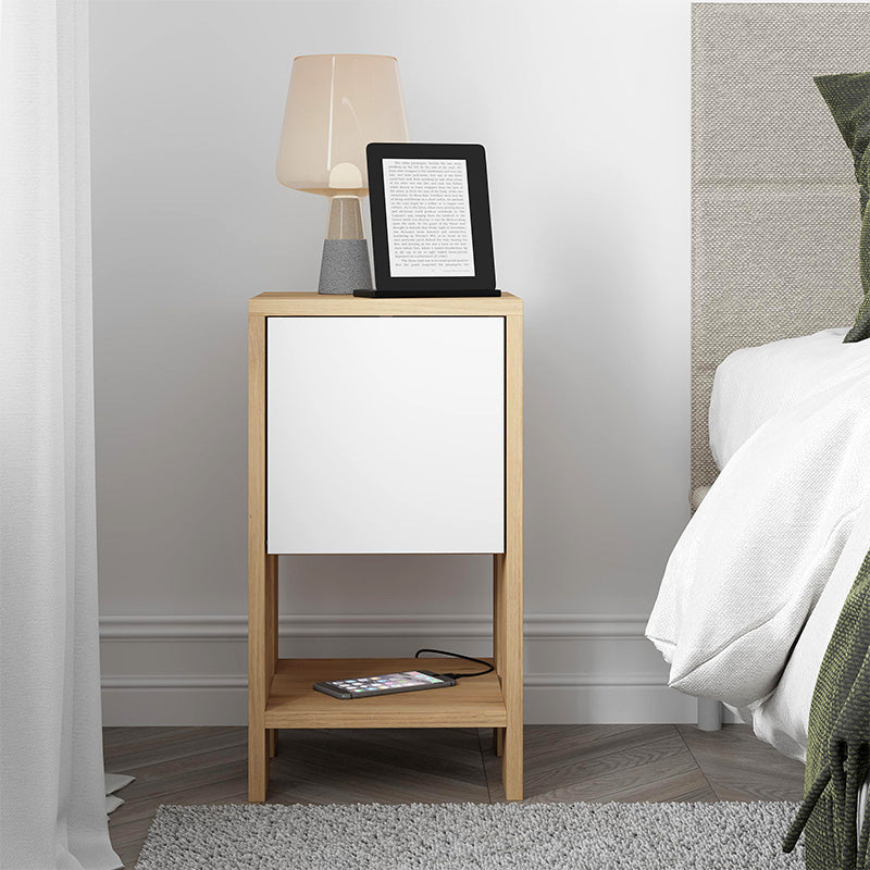 Κομοδίνο Ema  χρώμα sapphire oak - λευκό 30x30x55εκ.