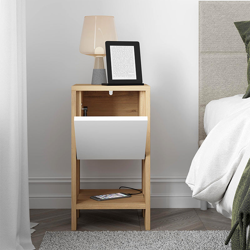 Κομοδίνο Ema  χρώμα sapphire oak - λευκό 30x30x55εκ.