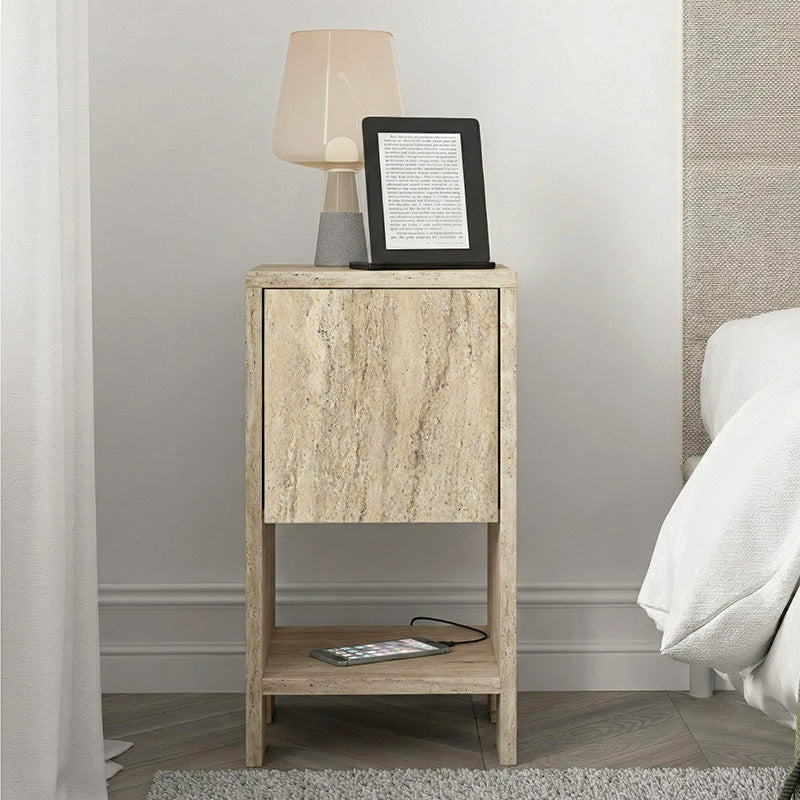 Κομοδίνο Ema  χρώμα travertine 30x30x55εκ. - Pakobazaar