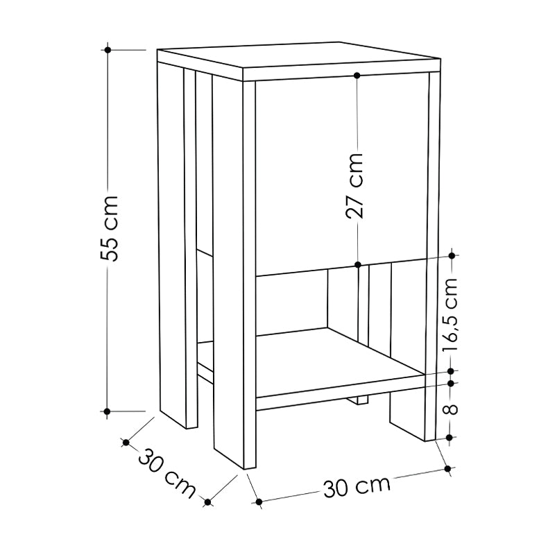 Κομοδίνο Ema  χρώμα travertine 30x30x55εκ. - Pakobazaar